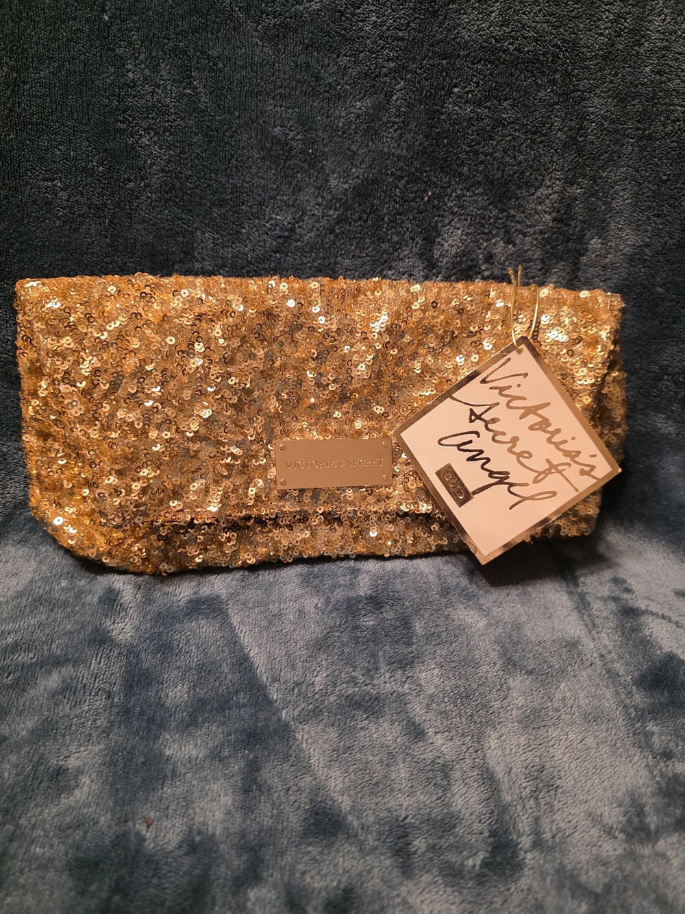 Victoria's Secret Gold Sequin Foldover Clutch